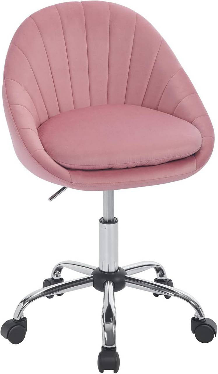 24goodz Ergonomic Office Chair - Stylish Design - Comfortable Double Padding - Velvet - For Home Office - Pink