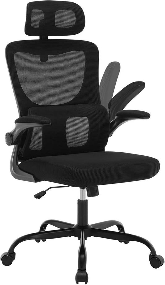 24goodz Ergonomic Office Chair - Adjustable Height - Breathable Mesh - For Home and Office - Black