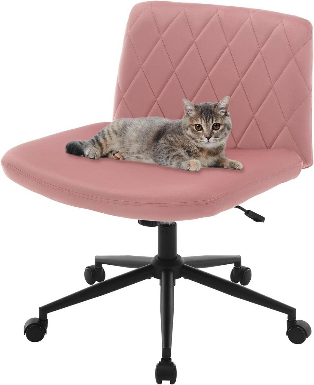 24goodz Velvet Office Chair - Ergonomic Design - Adjustable Height and Tilt - Velvet + Metal - Pink
