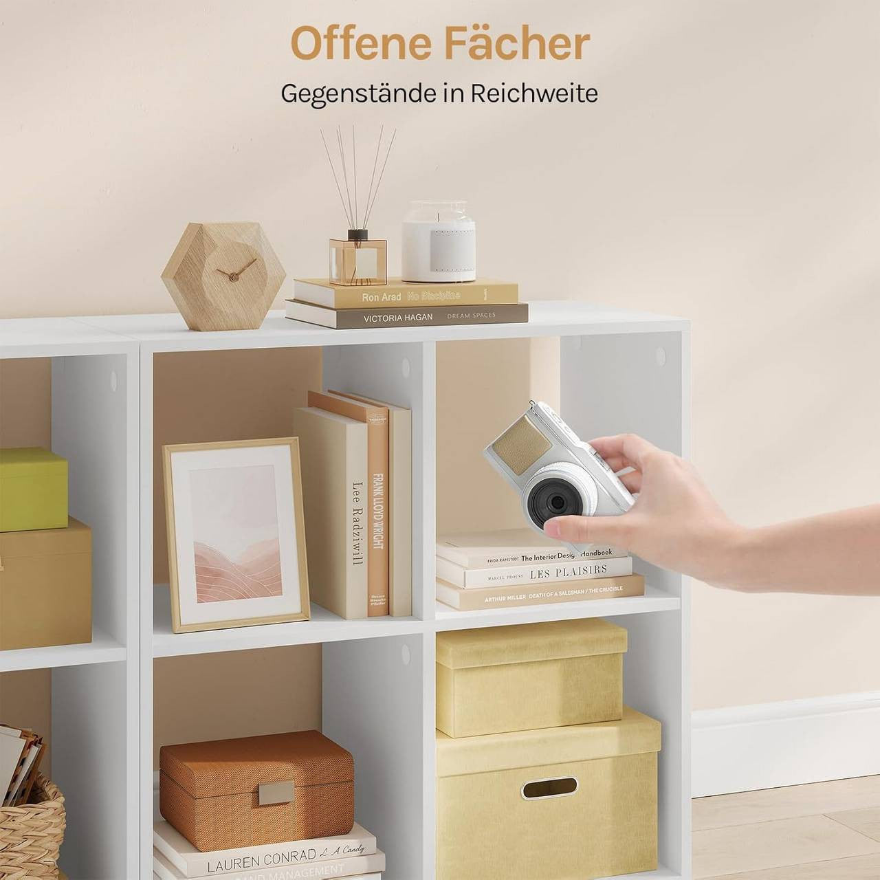 24goodz Cube Shelf - Space-Saving Design - Sturdy and Safe - MDF - For Home and Office - White/Light Oak