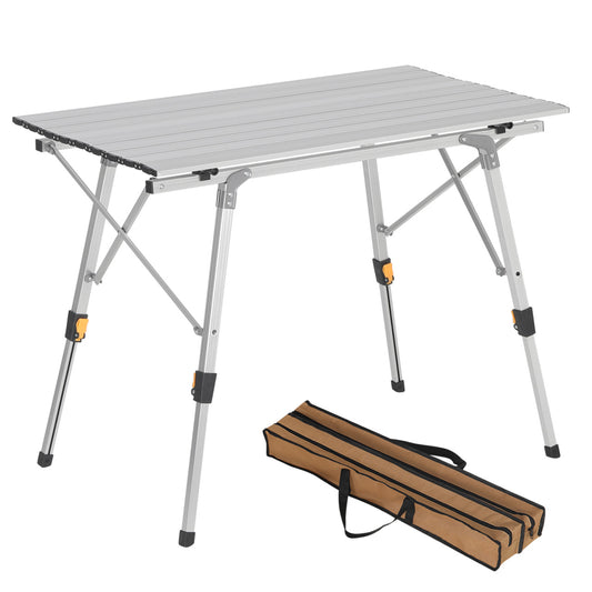 24goodz Foldable Aluminium Camping Table - Stable and Lightweight - Aluminium Alloy - For Outdoor Enthusiasts - Silver - sb