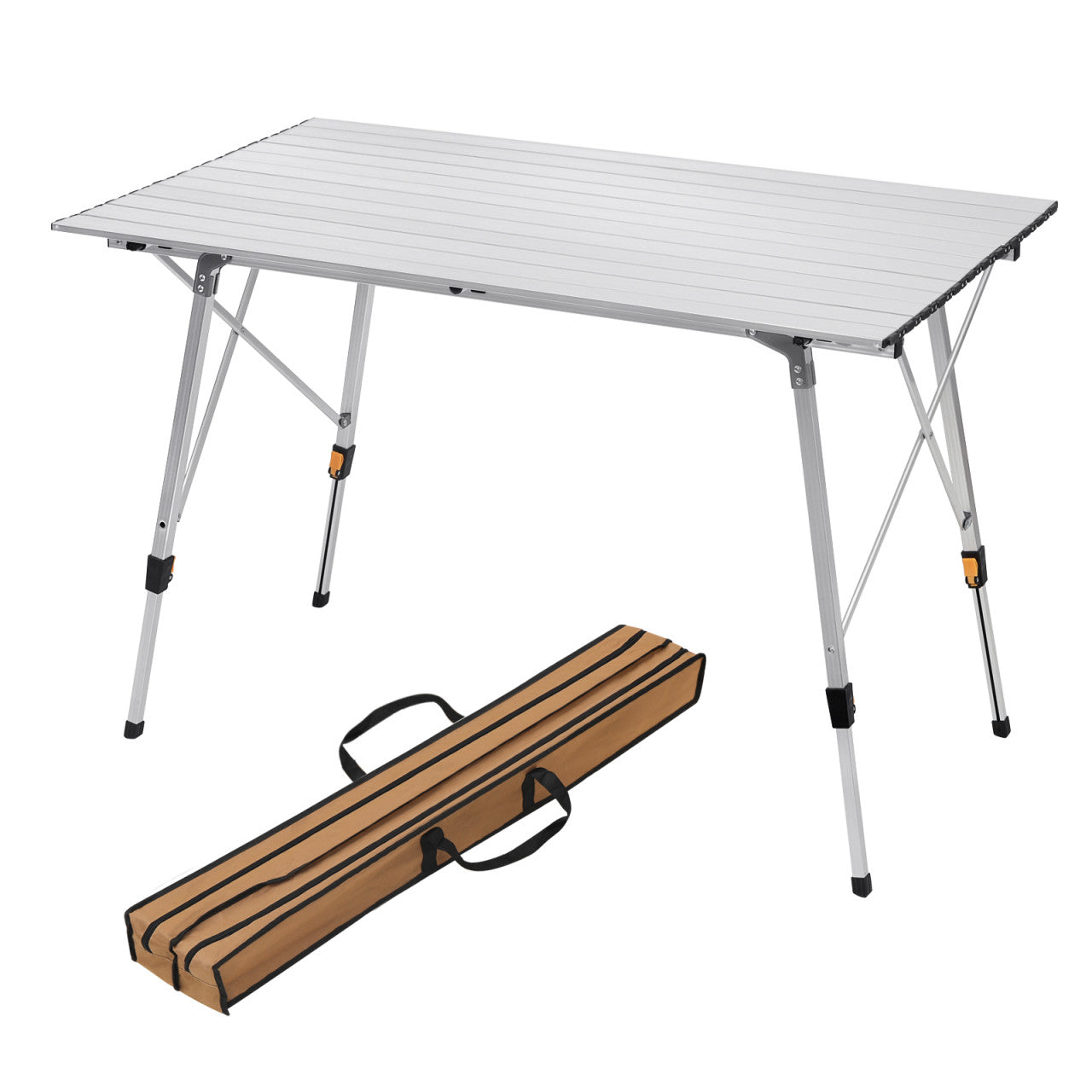 24goodz Aluminium Camping Table with Carry Bag - Stable and Lightweight - Aluminium Alloy - For Camping Enthusiasts - Silver - sb