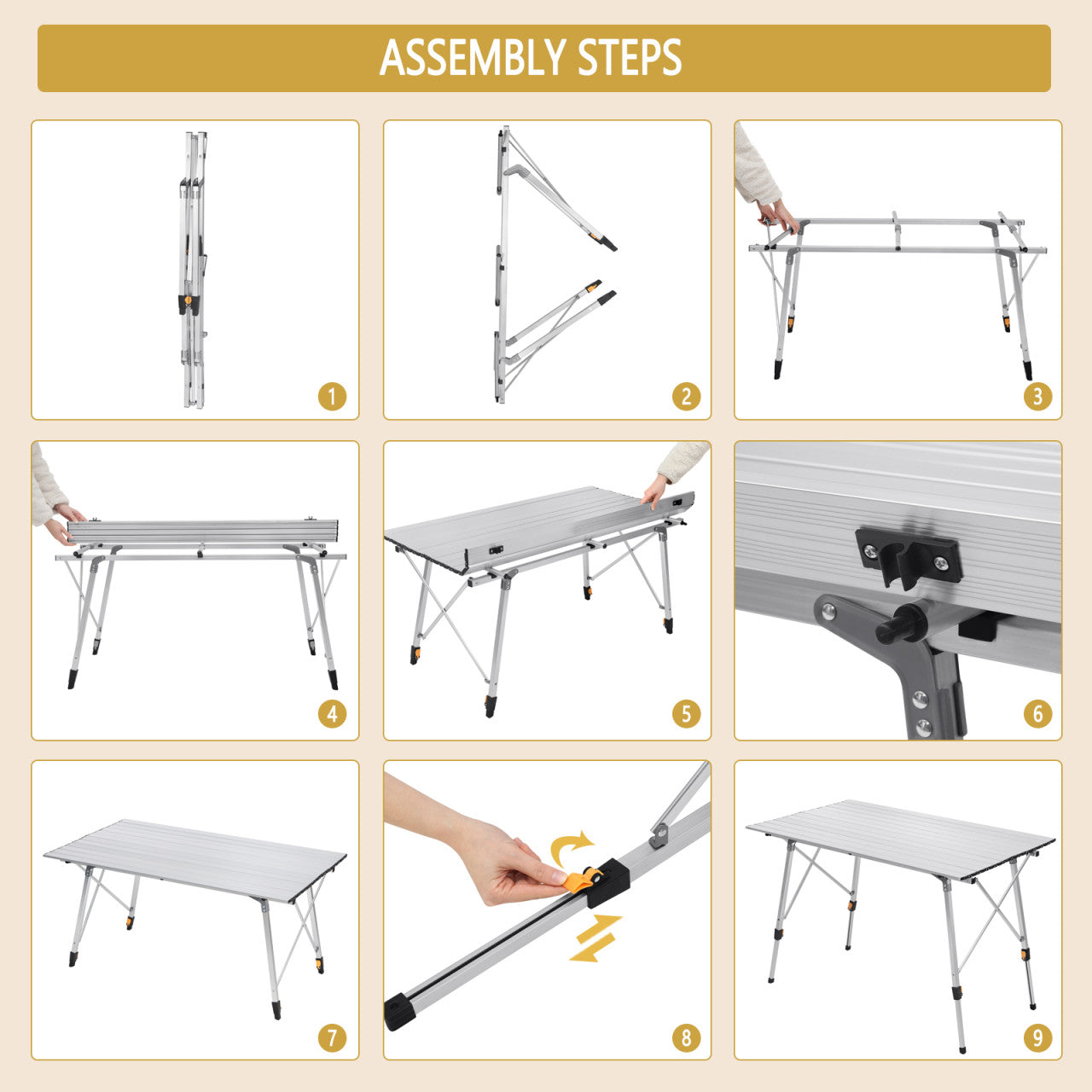 24goodz Aluminium Camping Table with Carry Bag - Stable and Lightweight - Aluminium Alloy - For Camping Enthusiasts - Silver - sb