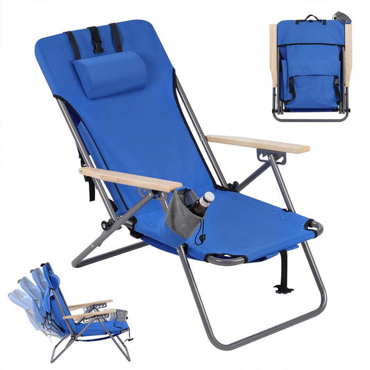 24goodz Folding Camping Chair - 4-Position Adjustable Backrest - Durable 600D Oxford Fabric - For Outdoor Enthusiasts - Blue