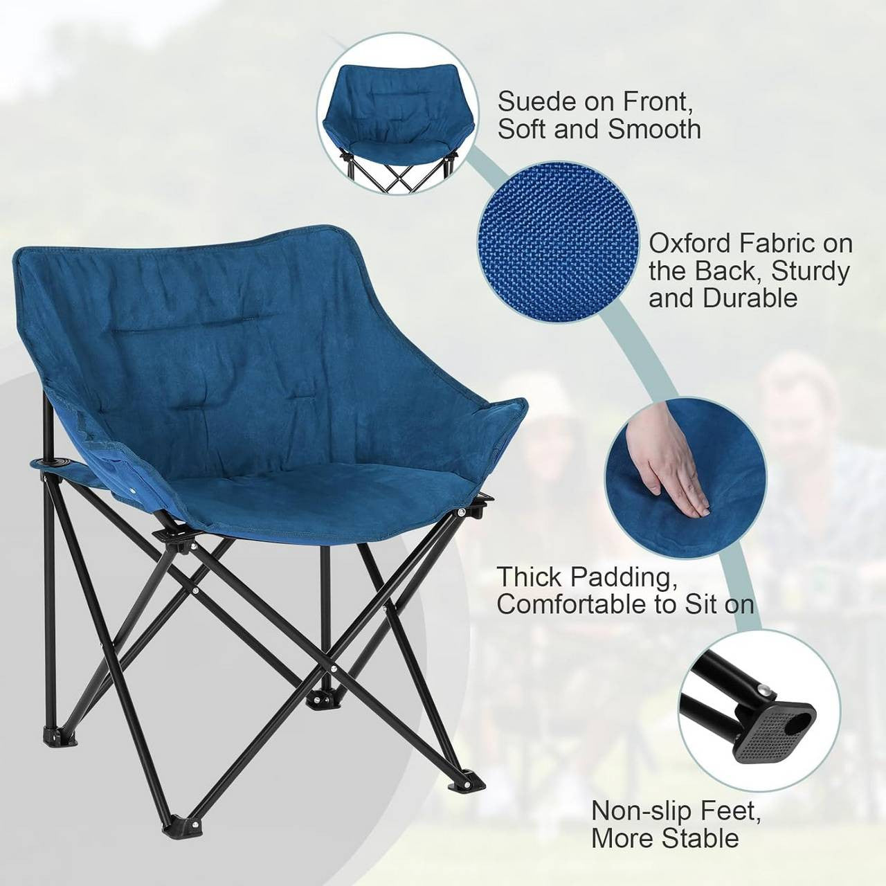 24goodz Foldable Camping Chair - Comfortable and Durable Seating - Oxford Fabric - For Outdoor Enthusiasts - Blue