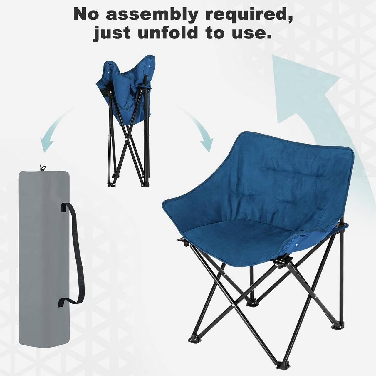 24goodz Foldable Camping Chair - Comfortable and Durable Seating - Oxford Fabric - For Outdoor Enthusiasts - Blue