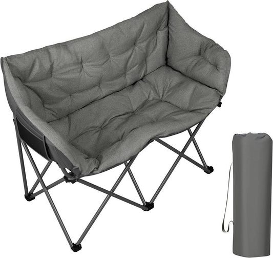 24goodz 2-Person Camping Chair - Comfortable Seating for Outdoor Moments - 300 kg Weight Capacity - Dark Grey