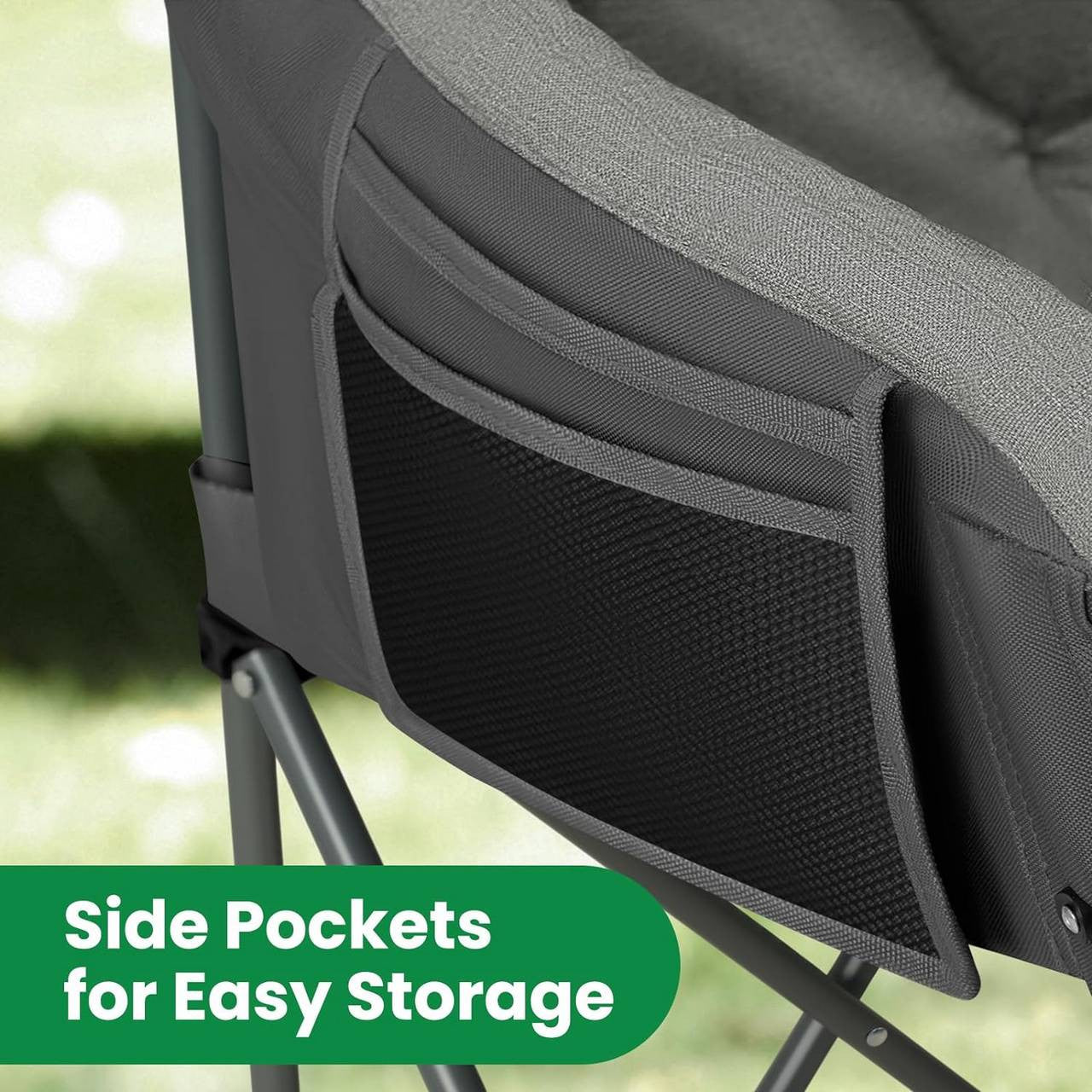 24goodz 2-Person Camping Chair - Comfortable Seating for Outdoor Moments - 300 kg Weight Capacity - Dark Grey