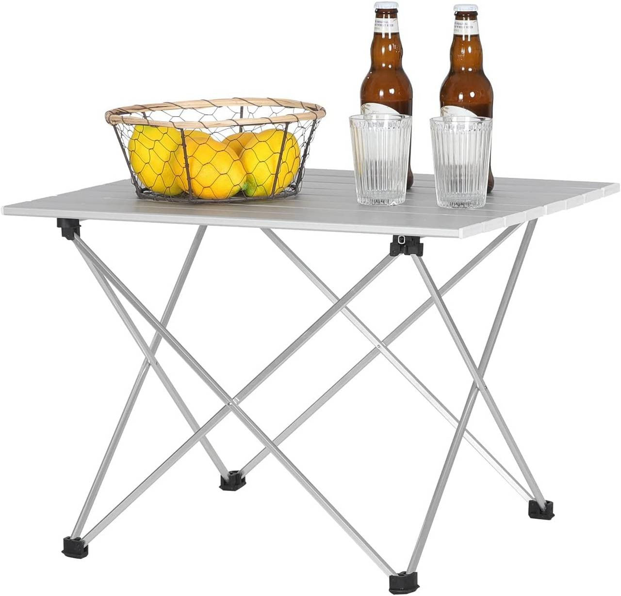 24goodz Aluminium Folding Camping Table - Lightweight and Portable - Aluminium Alloy - For Outdoor Enthusiasts - Silver - sb