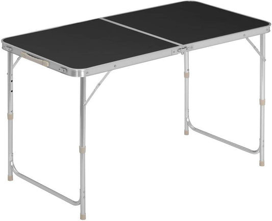 24goodz Folding Camping Table - Adjustable Height - Lightweight and Portable - MDF and Aluminum Alloy - For Adults and Children - Black - sz