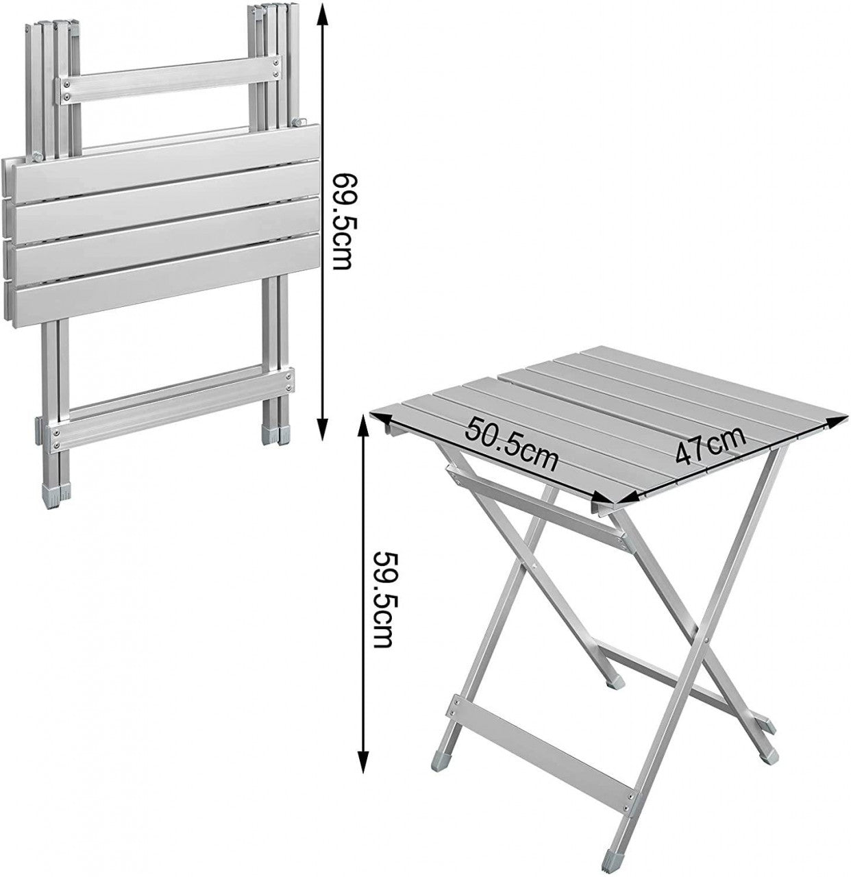 24goodz Folding Camping Table - Lightweight and Portable - Aluminium - For Outdoor Enthusiasts - Silver - sb