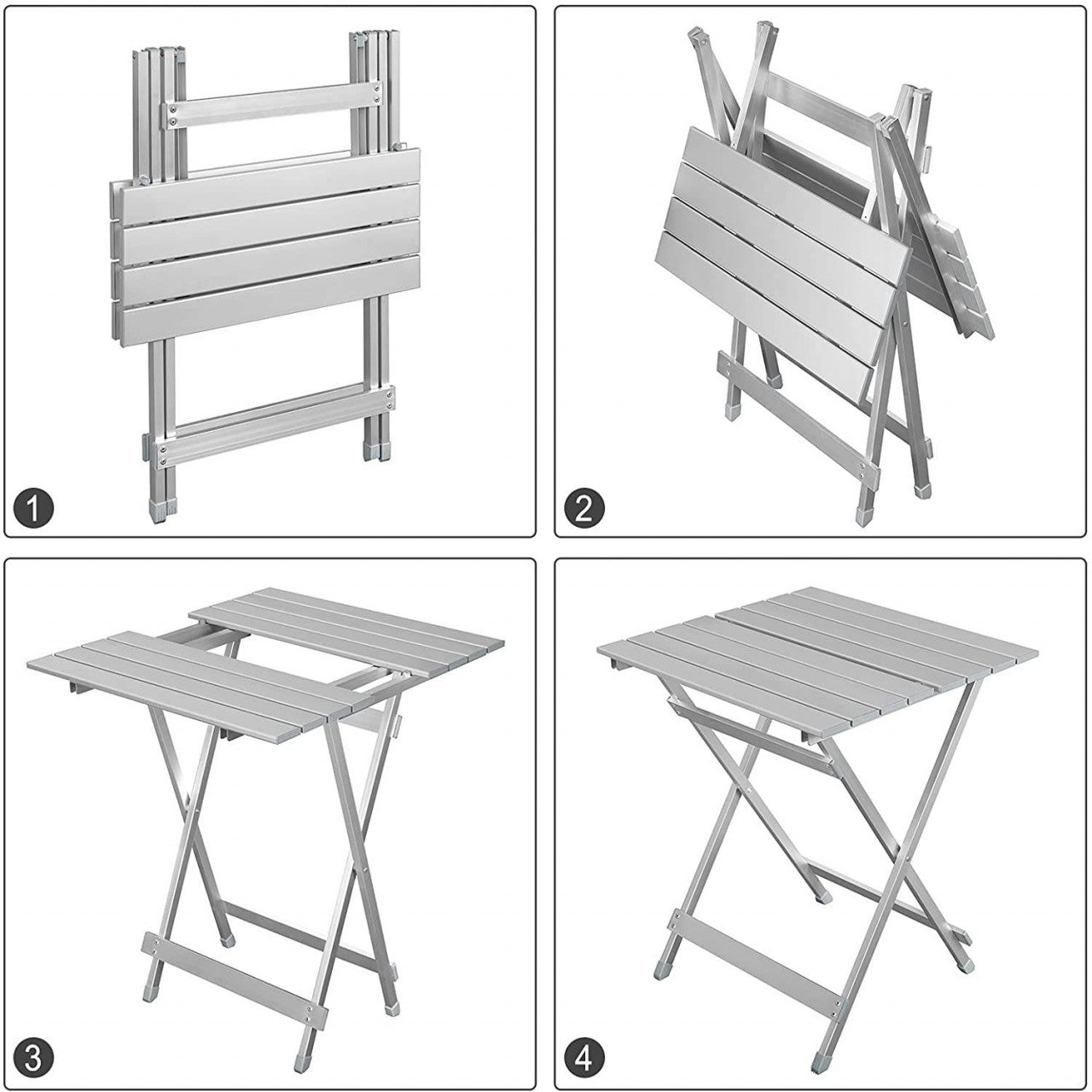 24goodz Folding Camping Table - Lightweight and Portable - Aluminium - For Outdoor Enthusiasts - Silver - sb