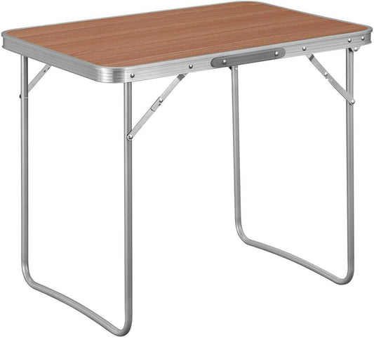 24goodz Folding Camping Table - Lightweight and Portable - Aluminium and MDF - For Outdoor Enthusiasts - Oak
