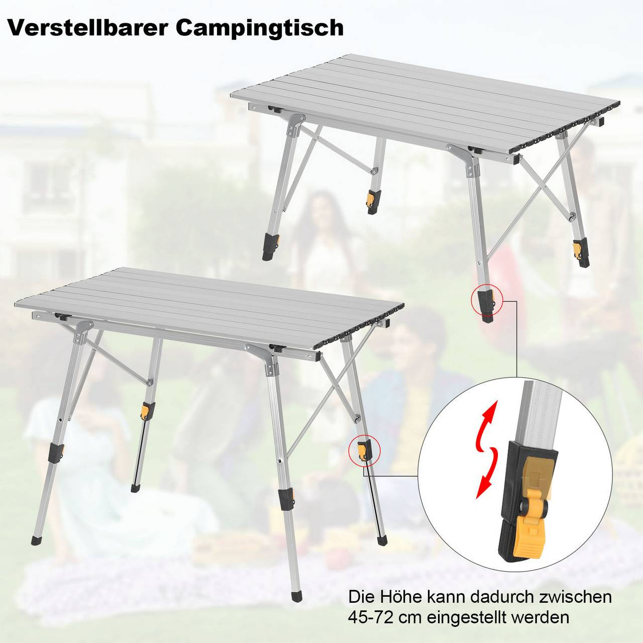 24goodz Foldable Aluminium Camping Table - Stable and Lightweight - Aluminium Alloy - For Outdoor Enthusiasts - Silver - sb