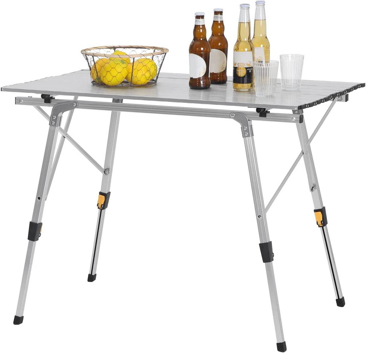 24goodz Foldable Aluminium Camping Table - Stable and Lightweight - Aluminium Alloy - For Outdoor Enthusiasts - Silver - sb