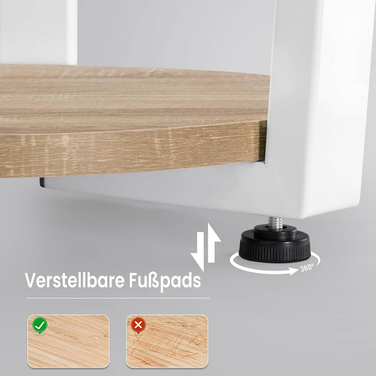 24goodz Round Side Table - Ample Storage Space - Chic & Versatile - Wood and Metal - Light Oak + Black - Ø 50 x 53 cm