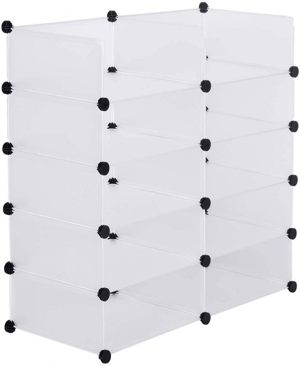 24goodz DIY Shoe Cabinet with Door - Versatile Storage Solution - Durable Plastic - For Home Use - Black with Semi-Transparent White Doors - ws