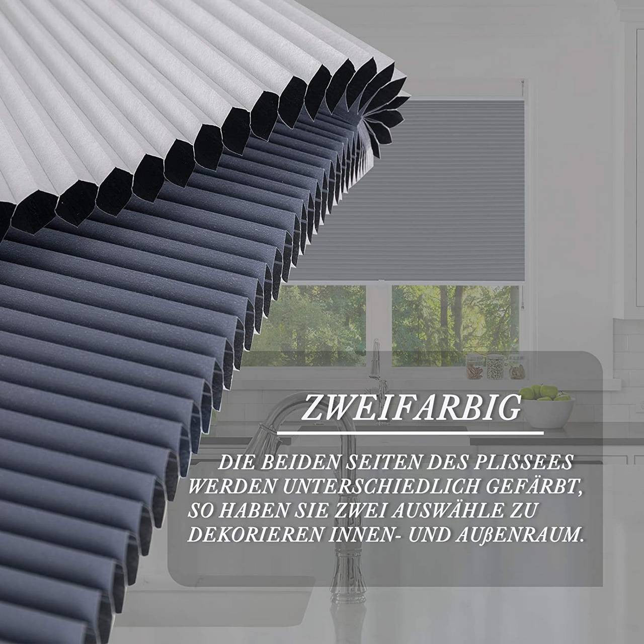 24goodz Honeycomb Pleated Blinds - Easy Installation Without Drilling - 100% Polyester - For Windows and Doors - Blue/White 90 x 130 cm