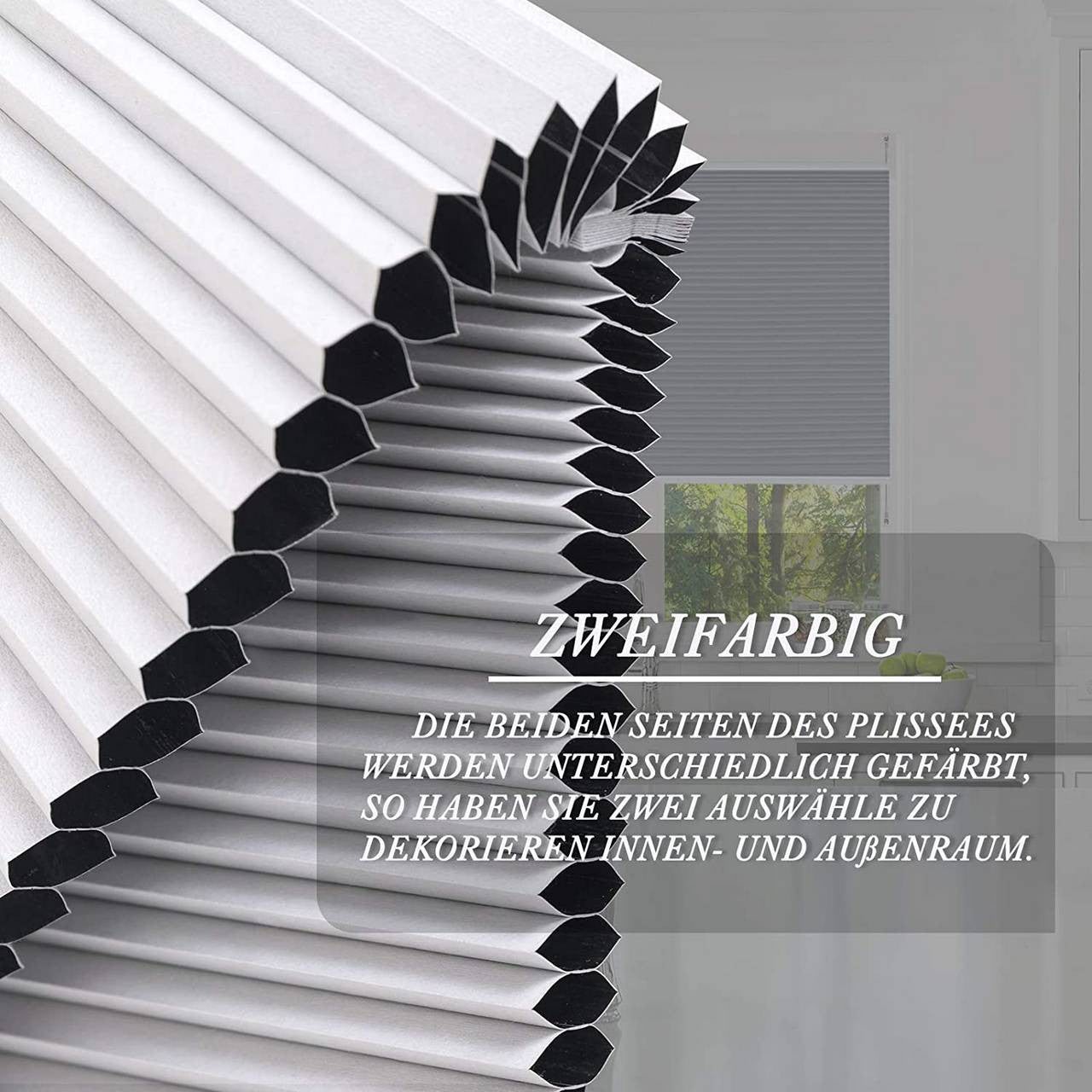 24goodz Double Honeycomb Pleated Blinds - No Drill Installation - 100% Polyester - For Windows and Doors - White 50 x 130 cm