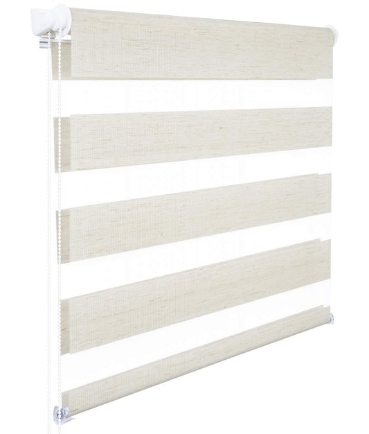 24goodz Double Roller Blind - Easy Installation - Light Control - 100% Polyester - For Windows and Doors - Beech Look 75x150 cm - bu