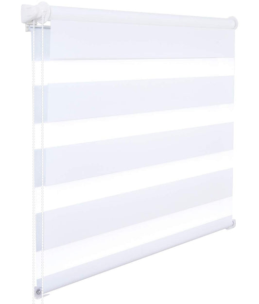 24goodz Double Roller Blind - Easy Installation Without Drilling - 100% Polyester - For Windows and Doors - White 85x120