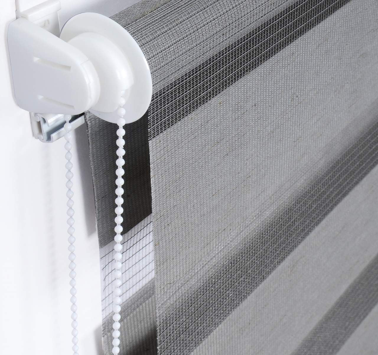 24goodz Dual Roller Blind - Light Control and Privacy Protection - 100% Polyester - For Windows and Doors - Grey Wood Look - hogr
