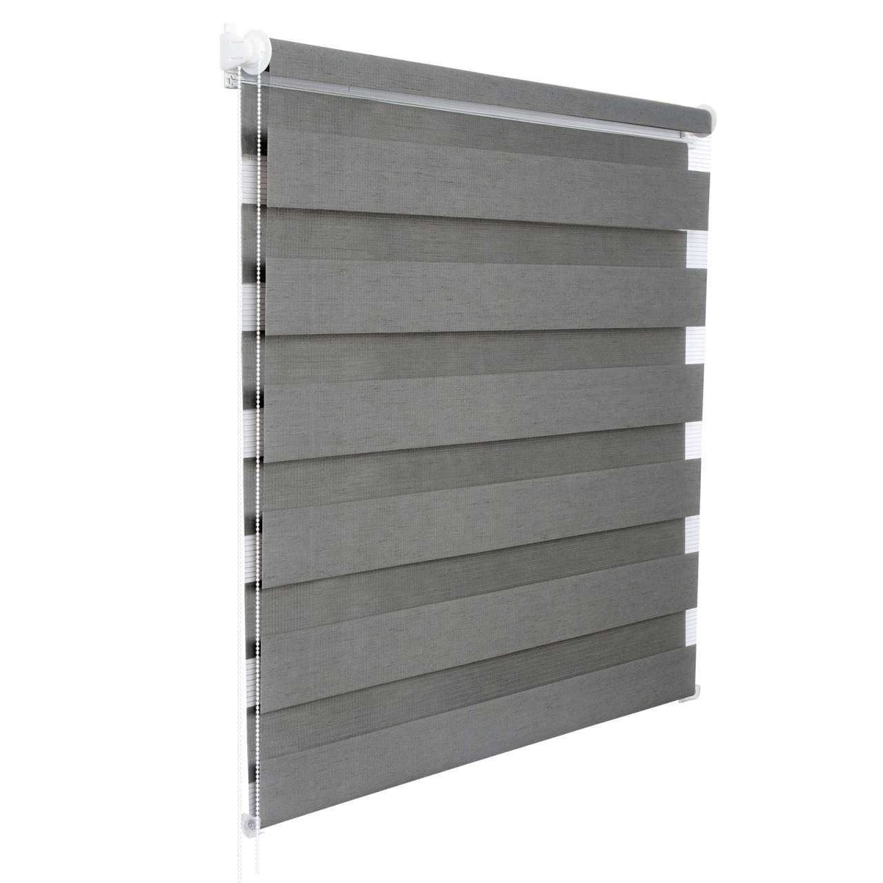 24goodz Dual Roller Blind - Light Control and Privacy Protection - 100% Polyester - For Windows and Doors - Grey Wood Look - hogr