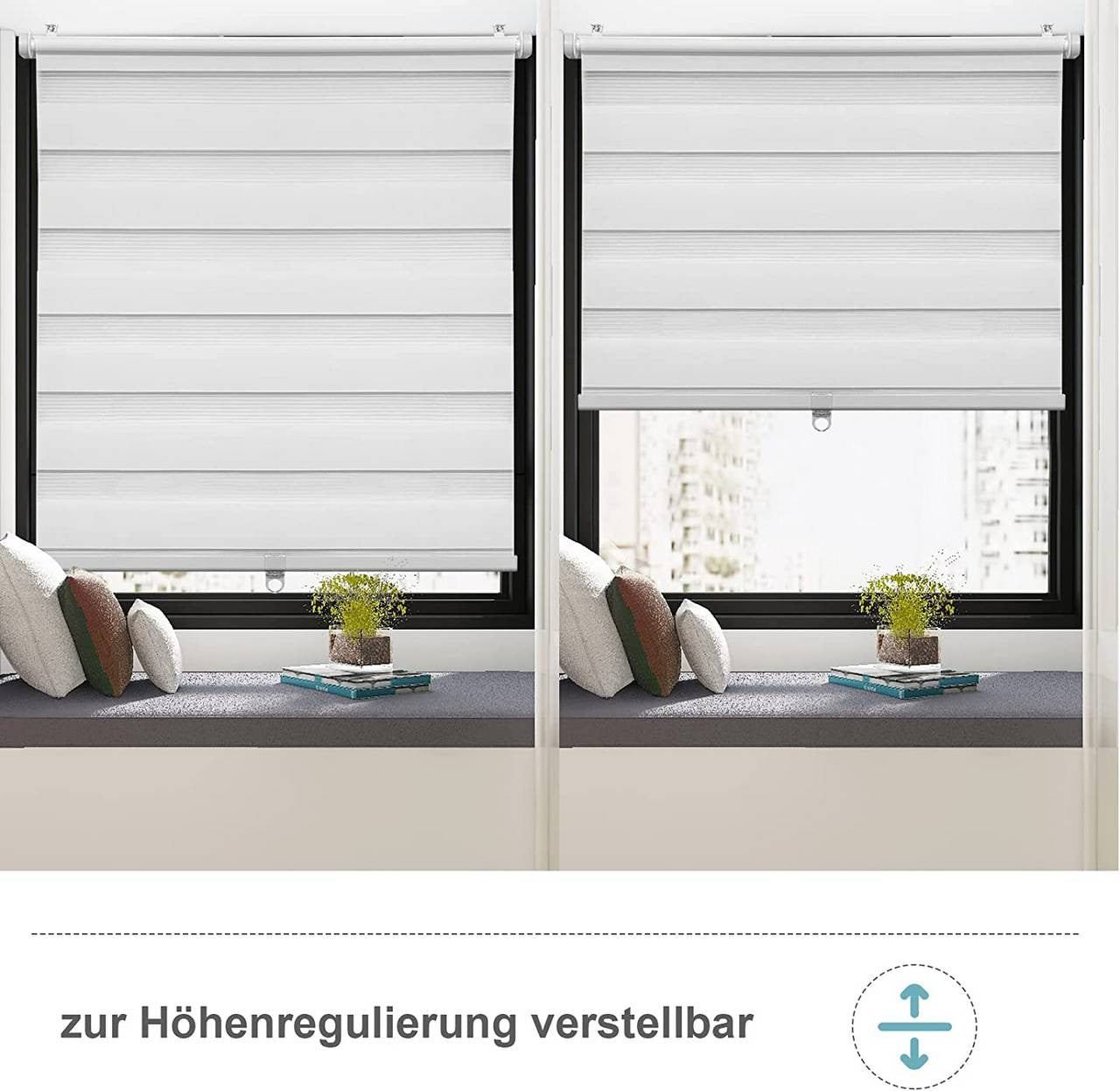 24goodz Double Roller Blind Klemmfix - Cordless Design for Safety - 100% Polyester - For Home and Office - White 80x120 - ws