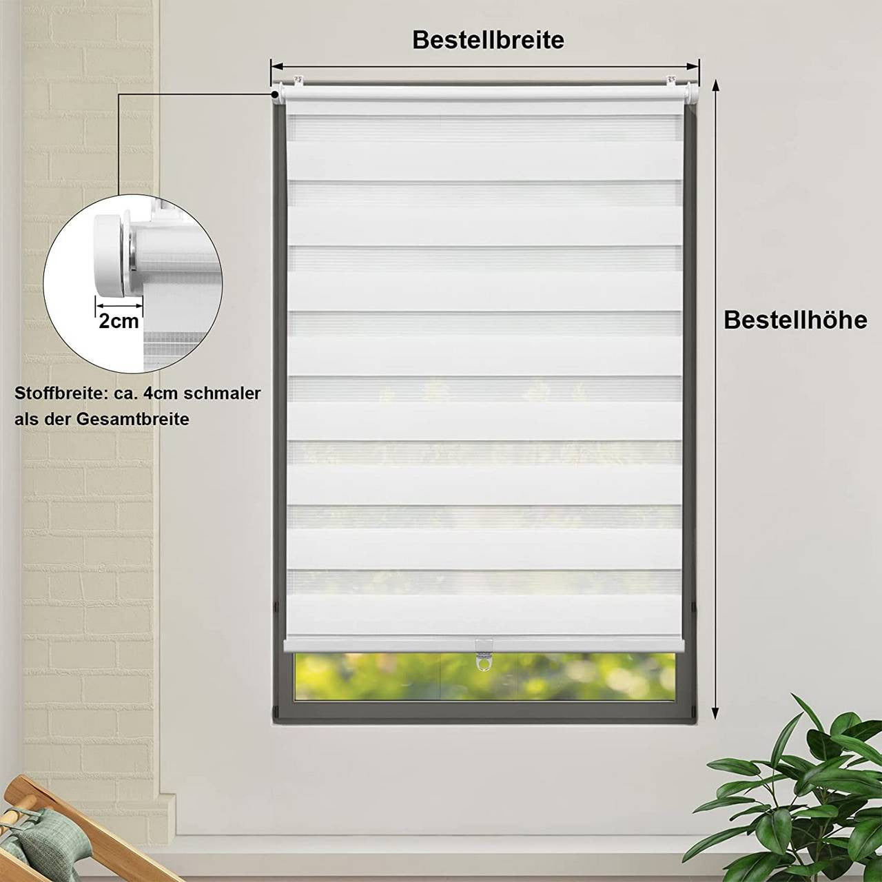 24goodz Double Roller Blind Klemmfix - Cordless Design for Safety - 100% Polyester - For Living Rooms and Bedrooms - White 70x150 - ws