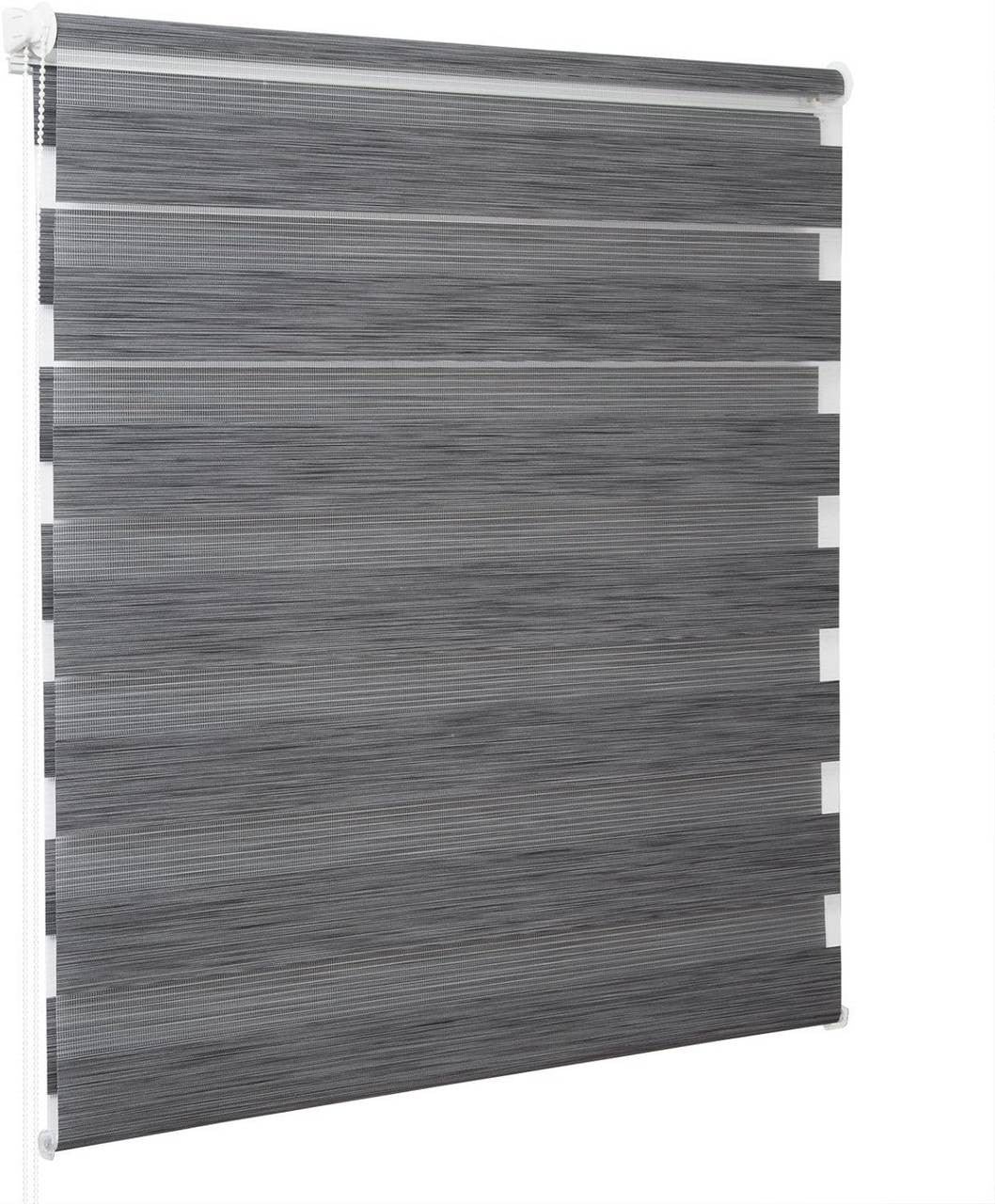 24goodz Day and Night Zebra Roller Blind - Light Control and Privacy Protection - 100% Polyester - Grey - 75x150 cm