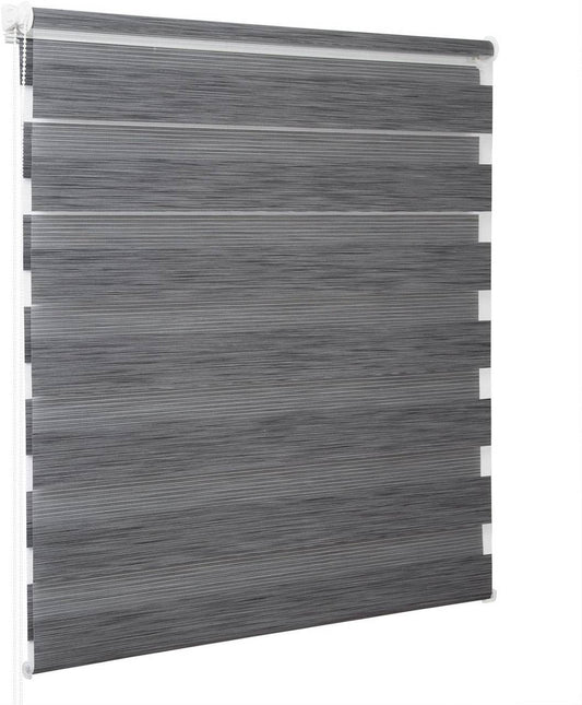 24goodz Zebra Roller Blind - Versatile Light Control - Easy to Clean - 100% Polyester - Grey - 80x150 cm