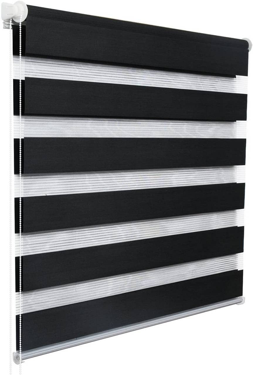 24goodz Double Roller Blind - Easy Installation - Light Control - 100% Polyester - Grey - 120x150 cm - an