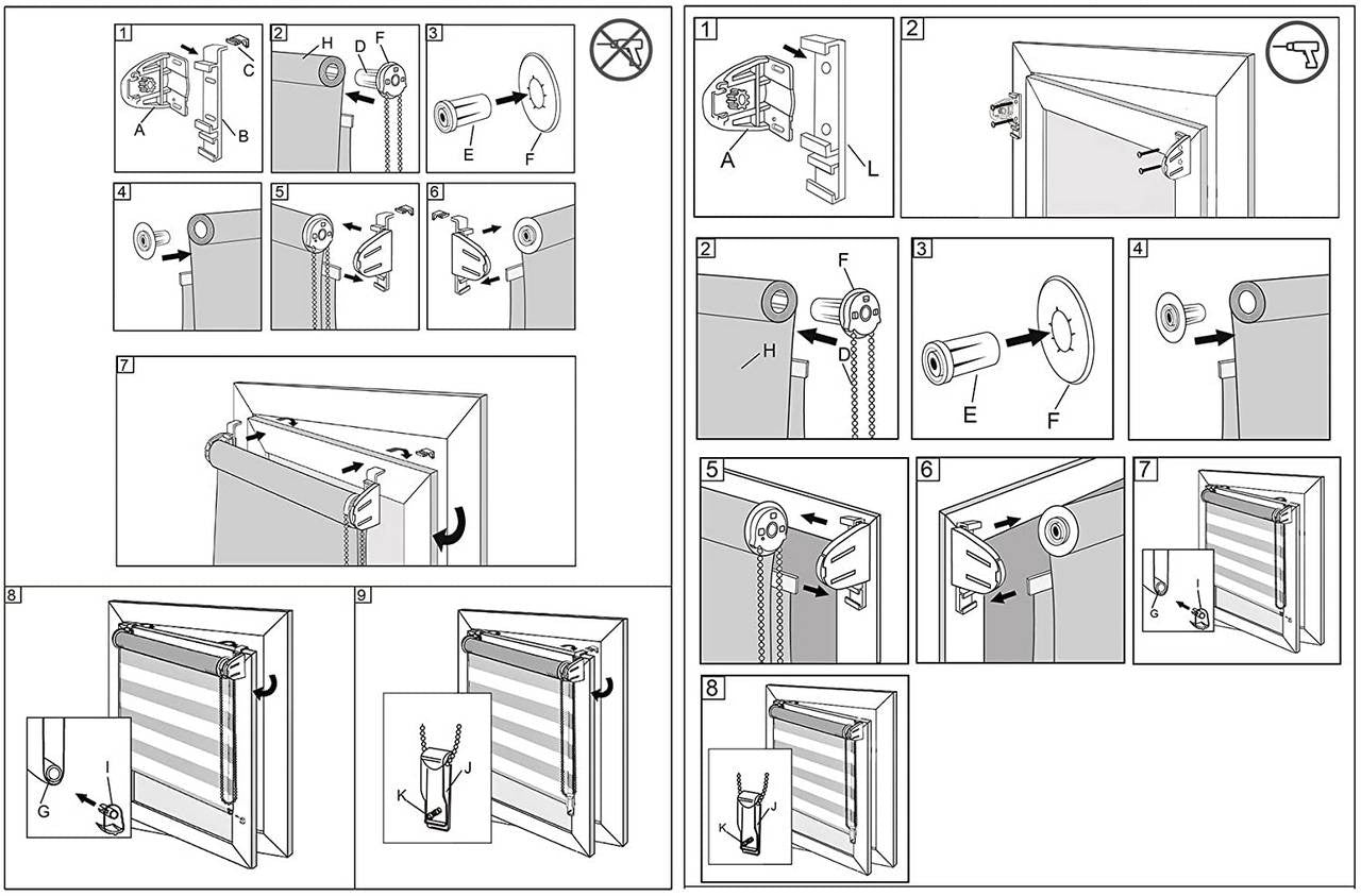 24goodz Double Roller Blind - Easy Maintenance - Light Control - 100% Polyester - Grey - 90x150 cm