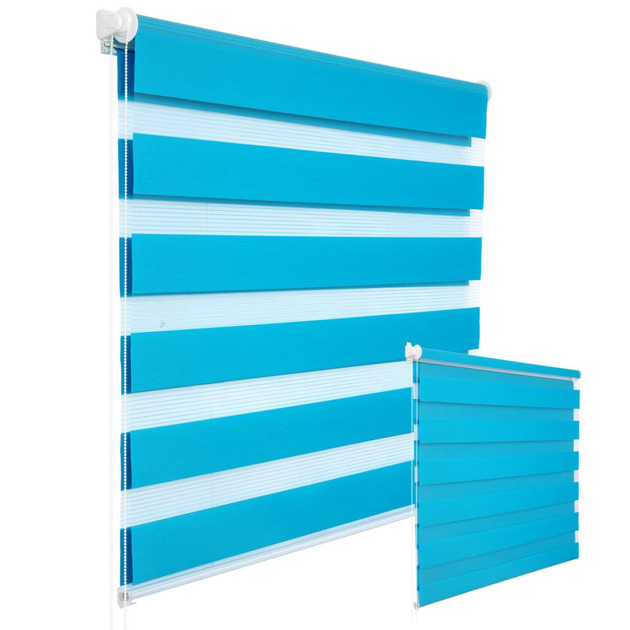 24goodz Double Roller Blind Easyfix - No Drilling Installation - 100% Polyester - For Windows and Doors - Turquoise 60x150cm - ts