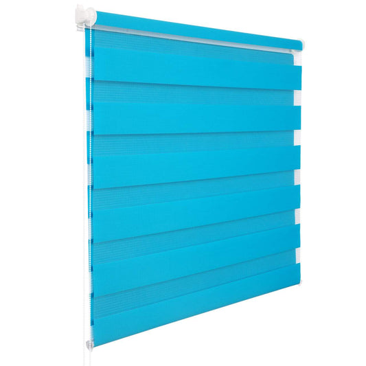24goodz Double Roller Blind Easyfix - Easy Installation Without Drilling - 100% Polyester - For Windows and Doors - Turquoise 100x150cm - ts