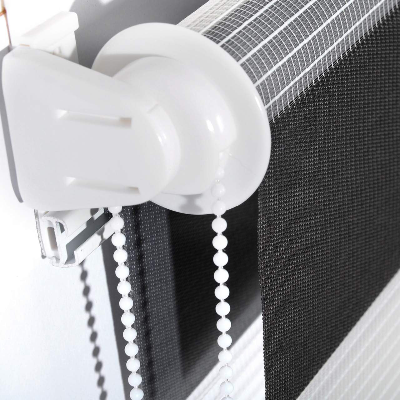 24goodz Double Roller Blind - Easy Installation - Light Protection and Privacy - 100% Polyester - For Windows and Doors - White + Grey + Anthracite - 60 x 220 cm