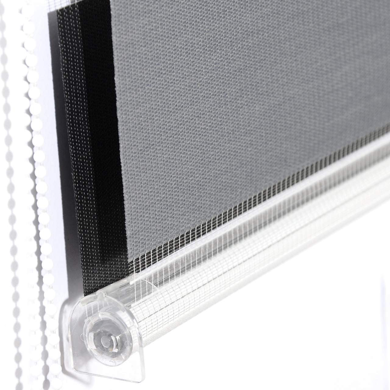24goodz Double Roller Blind - Easy Installation - Light Protection - 100% Polyester - For Windows and Doors - White + Grey + Anthracite 75x150cm