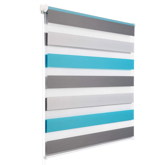 24goodz Double Roller Blind - Easy Installation - High-Quality Polyester - For Windows and Doors - White/Gray/Turquoise 80x130cm - wgt