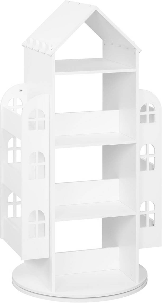 24goodz 360° Rotating Kids Bookshelf - Safe and Fun Design - MDF + Melamine Veneer - For Children - White