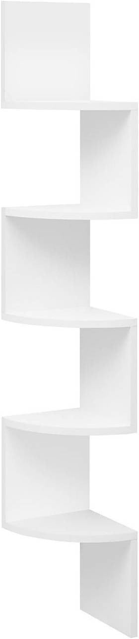 24goodz Zigzag Corner Shelf with 5 Shelves - Elegant & Stylish Design - E1 MDF - For Home Decor - White