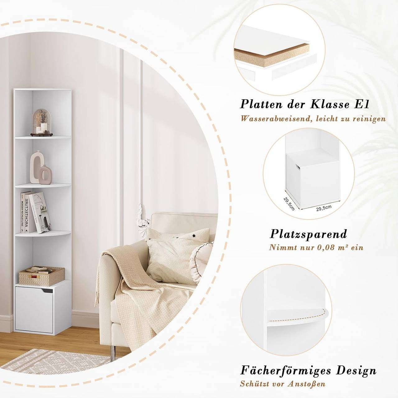 24goodz Corner Shelf with Door - Space-Saving Design - E1 Wood Material - For Home Organization - White
