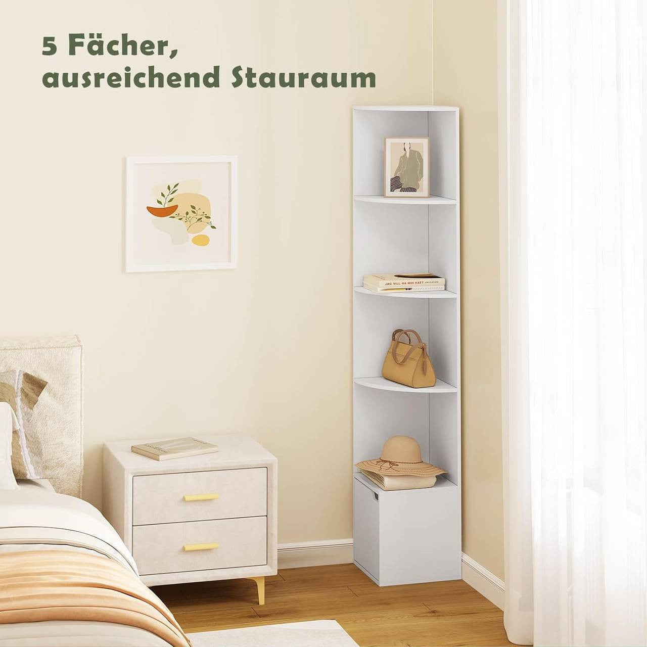 24goodz Corner Shelf with Door - Space-Saving Design - E1 Wood Material - For Home Organization - White