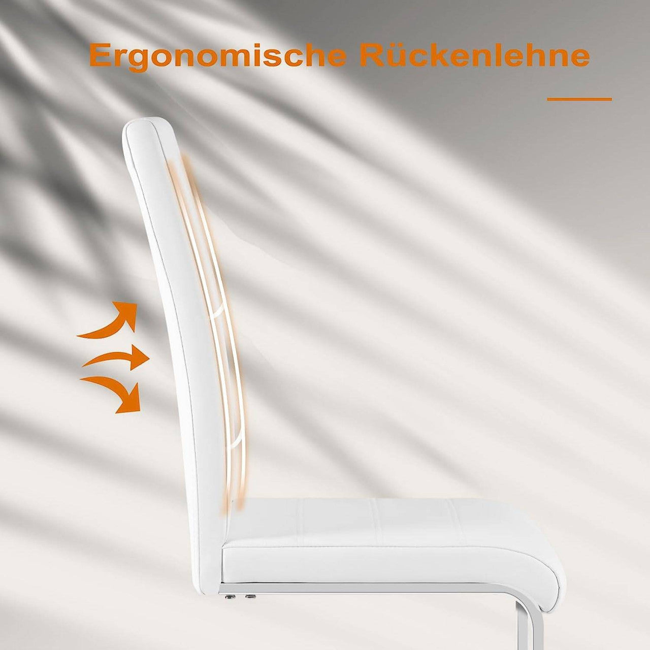 24goodz Dining Chair Set of 6 - Stable and Stylish Design - Easy to Assemble - Faux Leather + Metal - White