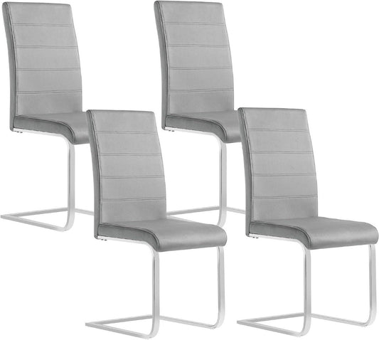24goodz Set of 4 Dining Chairs - Ergonomic Comfort - Stylish Versatility - Velvet and Metal - Dark Grey
