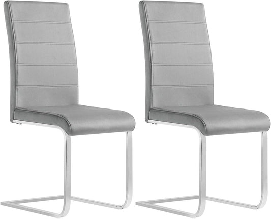 24goodz Velvet Dining Chairs Set of 2 - Ergonomic Comfort - Sturdy Metal Frame - Velvet + Metal - Dark Grey