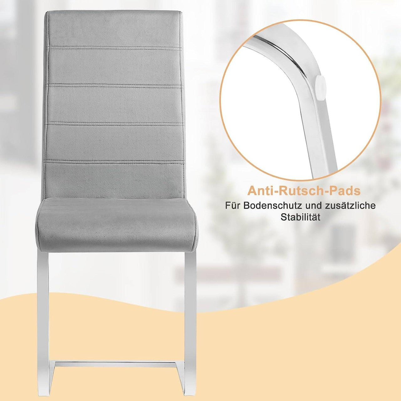 24goodz Velvet Dining Chairs Set of 2 - Ergonomic Comfort - Sturdy Metal Frame - Velvet + Metal - Dark Grey