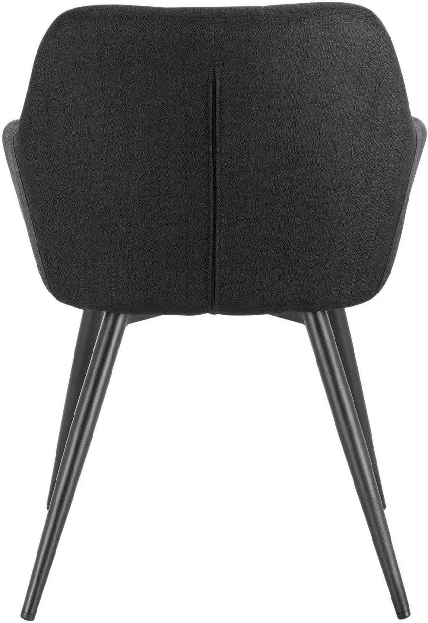 24goodz Dining Chair with Armrests - Ergonomic Comfort - Sturdy Metal Frame - Linen - For Home and Office - Dark Grey - sz