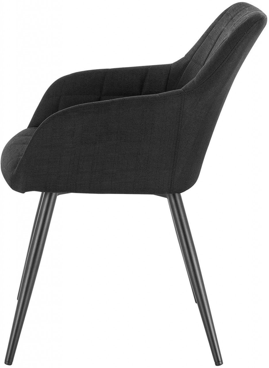24goodz Dining Chair with Armrests - Ergonomic Comfort - Sturdy Metal Frame - Linen - For Home and Office - Dark Grey - sz
