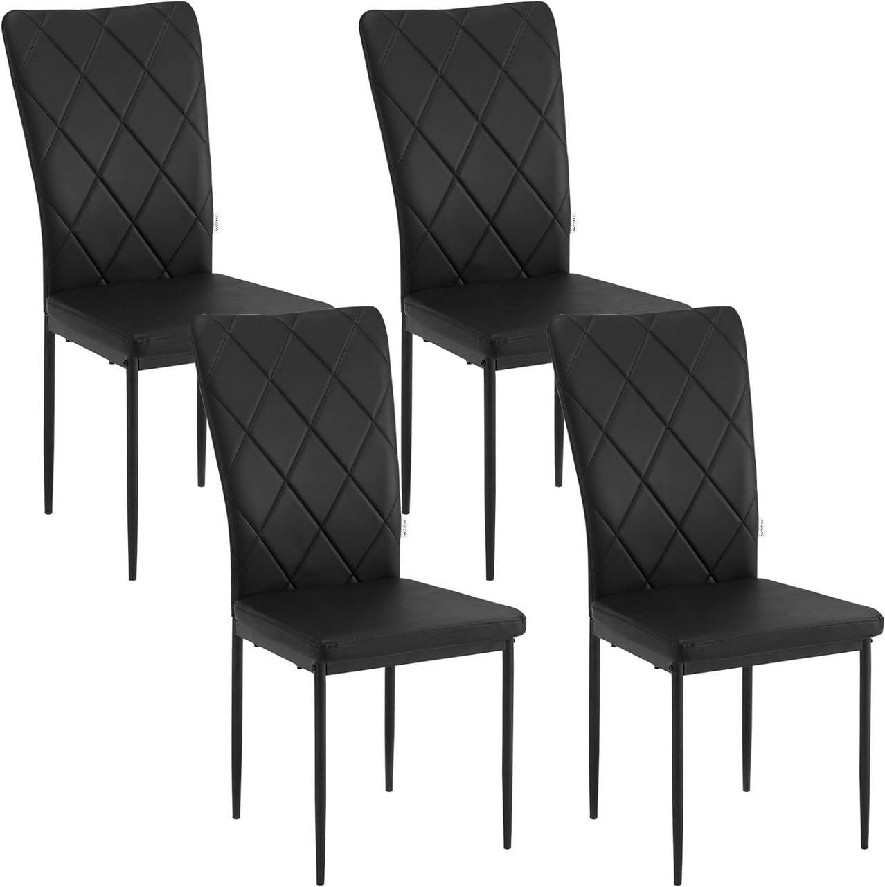 24goodz Dining Chairs Set of 4 - Ergonomic High Back Design - Durable Metal Frame - For Home and Dining - Black