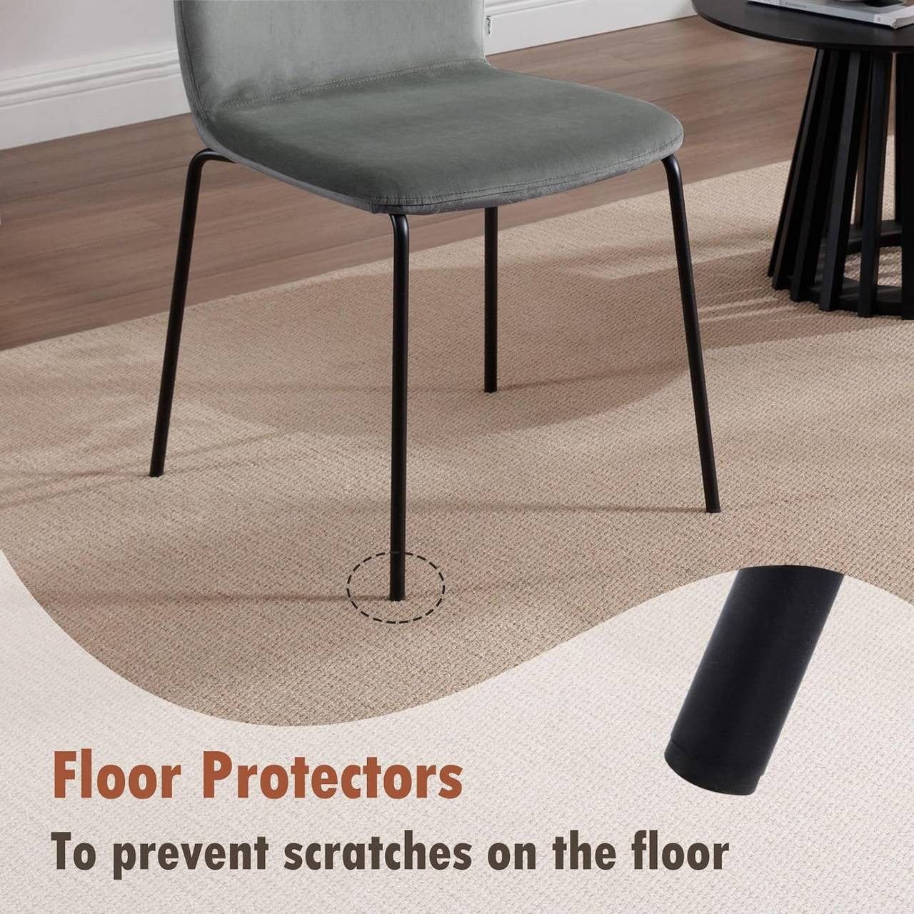 24goodz Set of 4 Dining Chairs - Ergonomic Comfort - Space-Saving Stackable Design - Velvet and Metal - Dark Grey